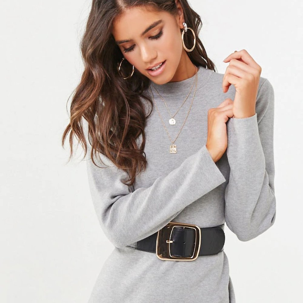 Forever 21 Womens Mini Sweater Dress Grey Small - Picture 3 of 6